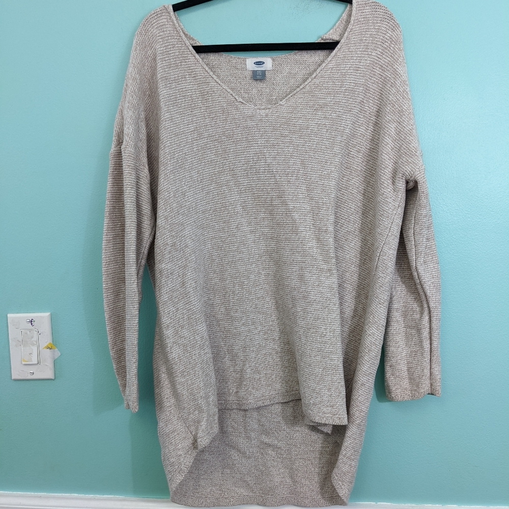 Old Navy XXL Oversized Long Sleeve V Neck Tan Sweater